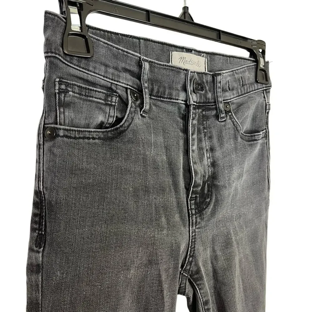 MADEWELL HIGH RISER Black Gray Wash SKINNY SKINNY Zip Fly Raw Hem Jeans sz 25